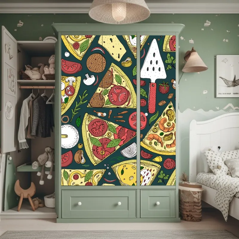 Naklejka na szafę trzy czerwone tulipany na czarnym tle – Wallissimo®