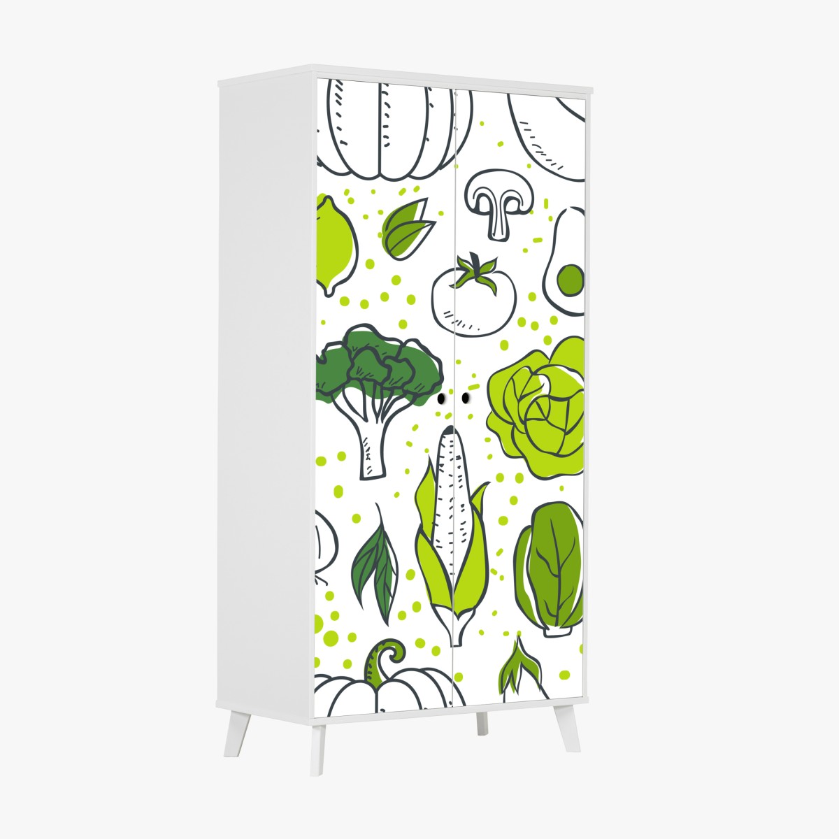 Wardrobe sticker green vegetables pattern wall art