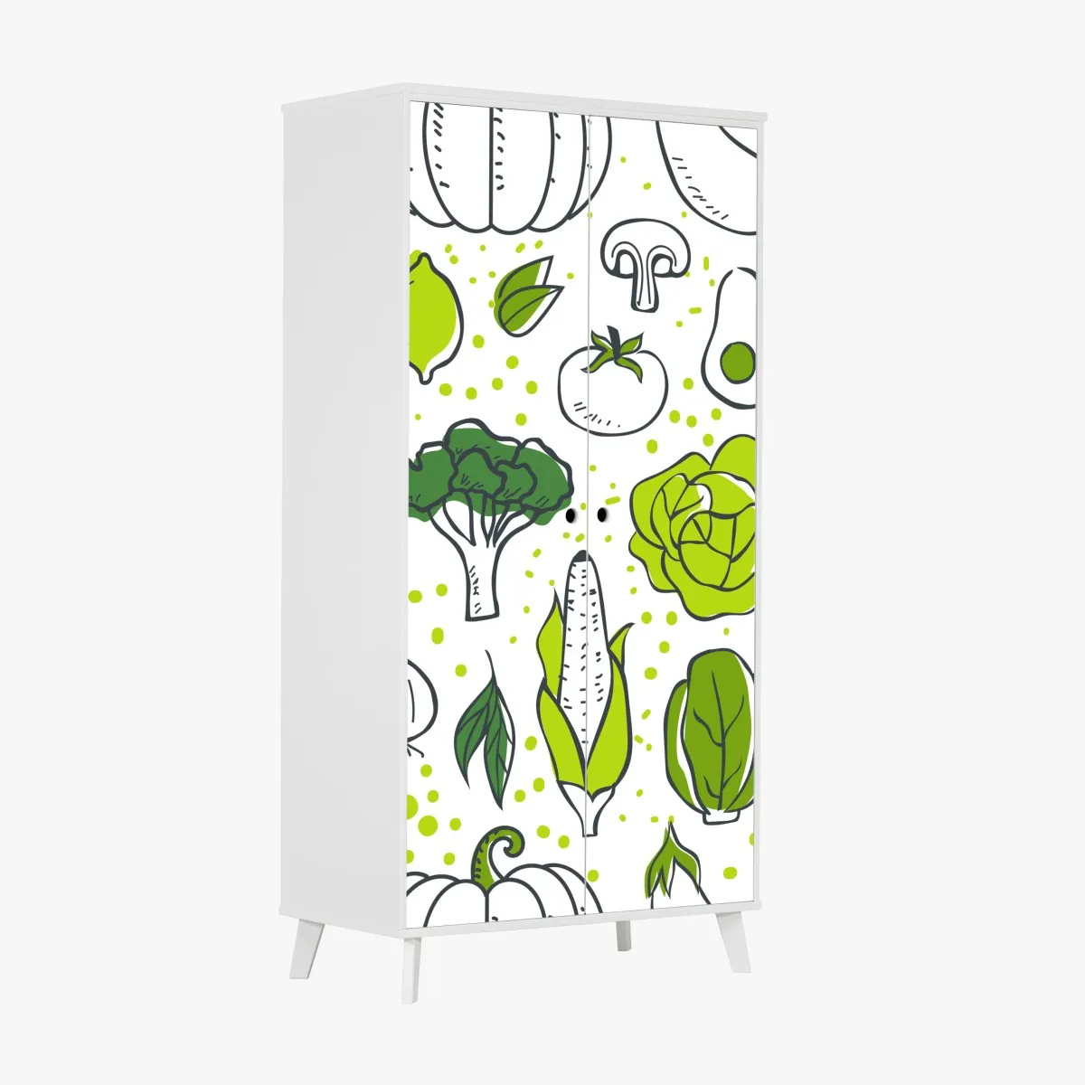 Naklejka na szafę wzór z zielonymi warzywami – Wallissimo® Naklejka na szafę wzór z zielonymi warzywami – Wallissimo®