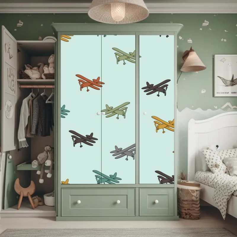 Naklejka na szafę jasny bukiet słoneczników na żółtym tle – Wallissimo®