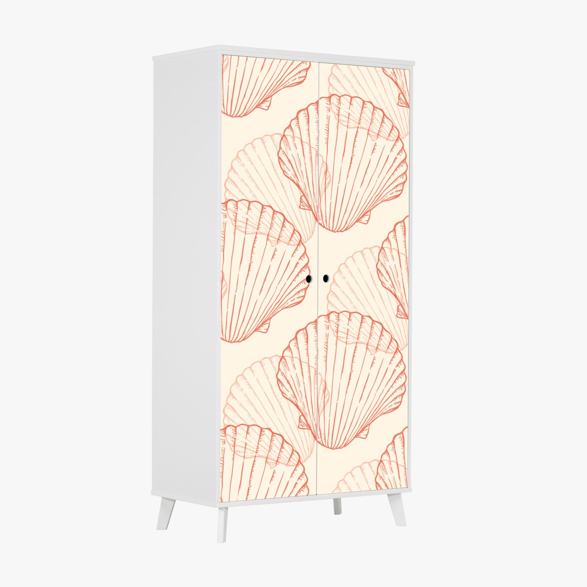 Wardrobe sticker coral scallop shell pattern