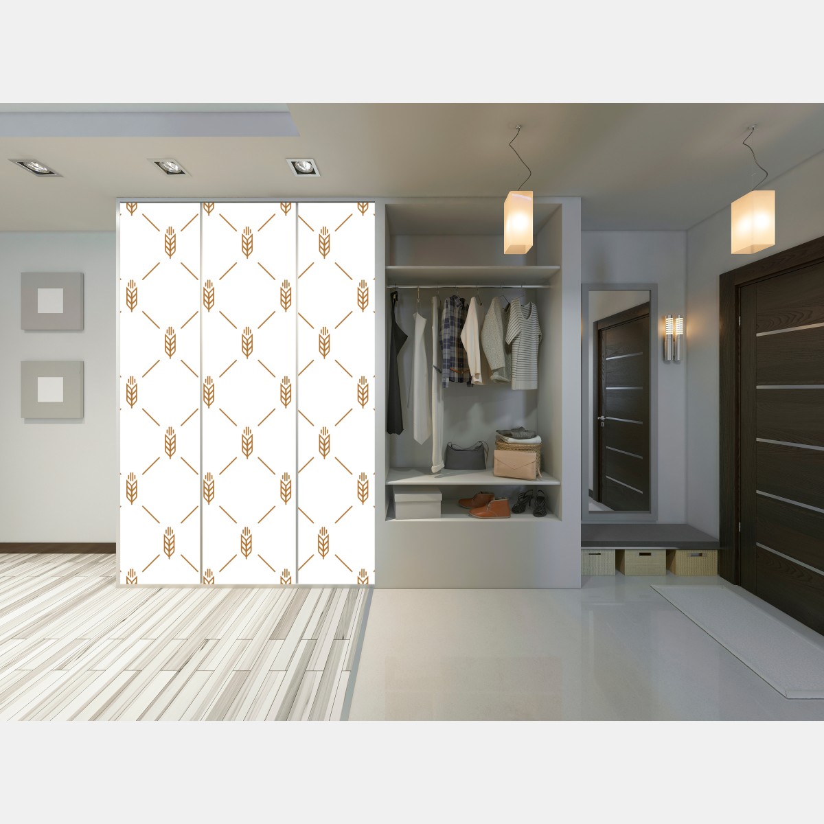 Naklejka na szafę złoty geometryczny wzór pszenicy – Wallissimo® Naklejka na szafę złoty geometryczny wzór pszenicy – Wallissimo®