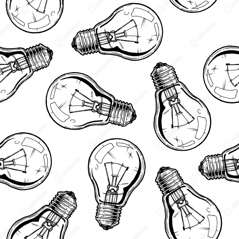 Naklejka na szafę ręcznie rysowany wzór żarówki – Wallissimo® Naklejka na szafę ręcznie rysowany wzór żarówki – Wallissimo®
