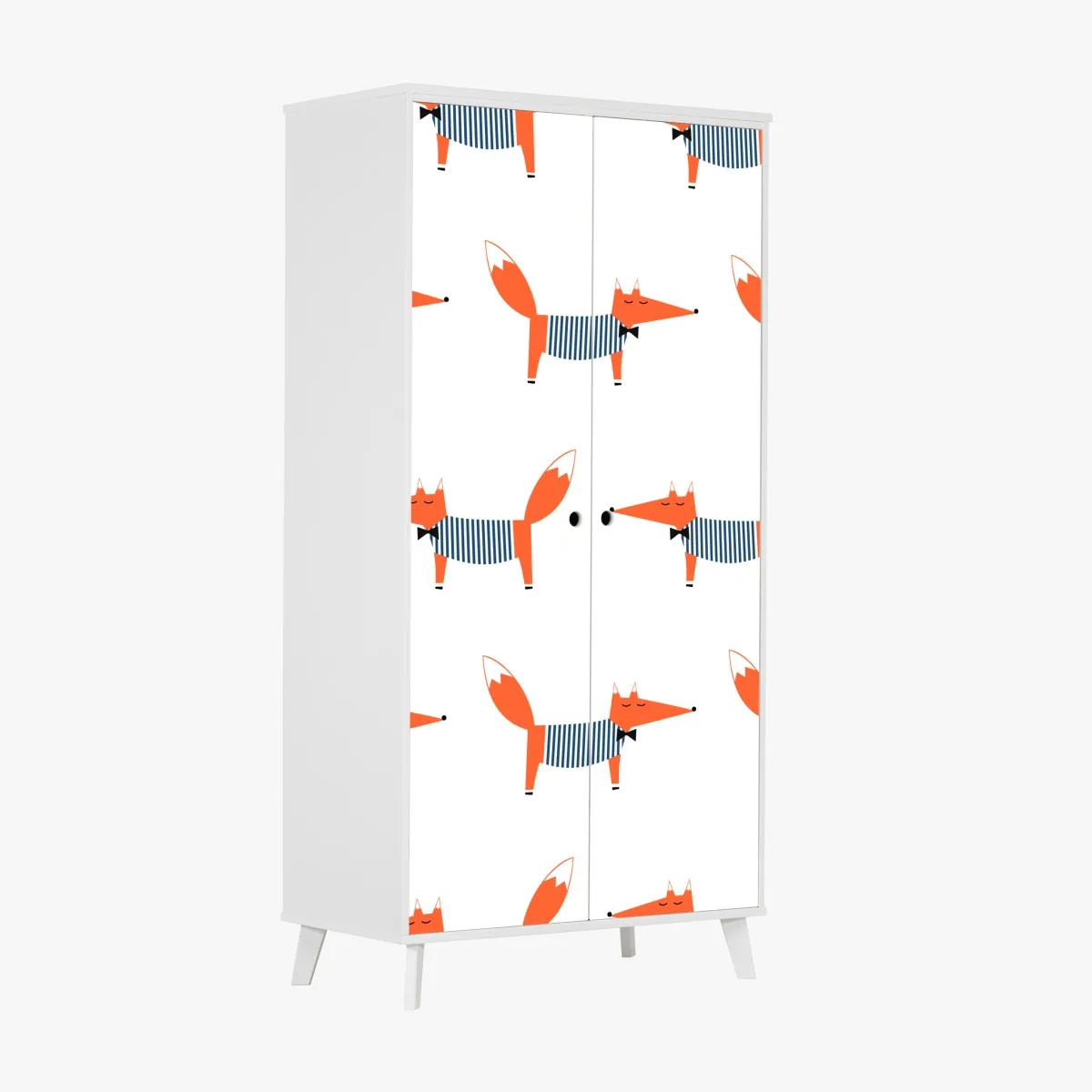 Naklejka na szafę uroczy pasiasty wzór z lisem – Wallissimo® Naklejka na szafę uroczy pasiasty wzór z lisem – Wallissimo®