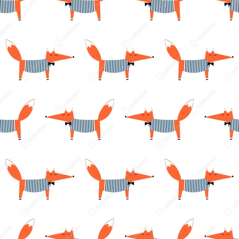 Naklejka na szafę uroczy pasiasty wzór z lisem – Wallissimo® Naklejka na szafę uroczy pasiasty wzór z lisem – Wallissimo®