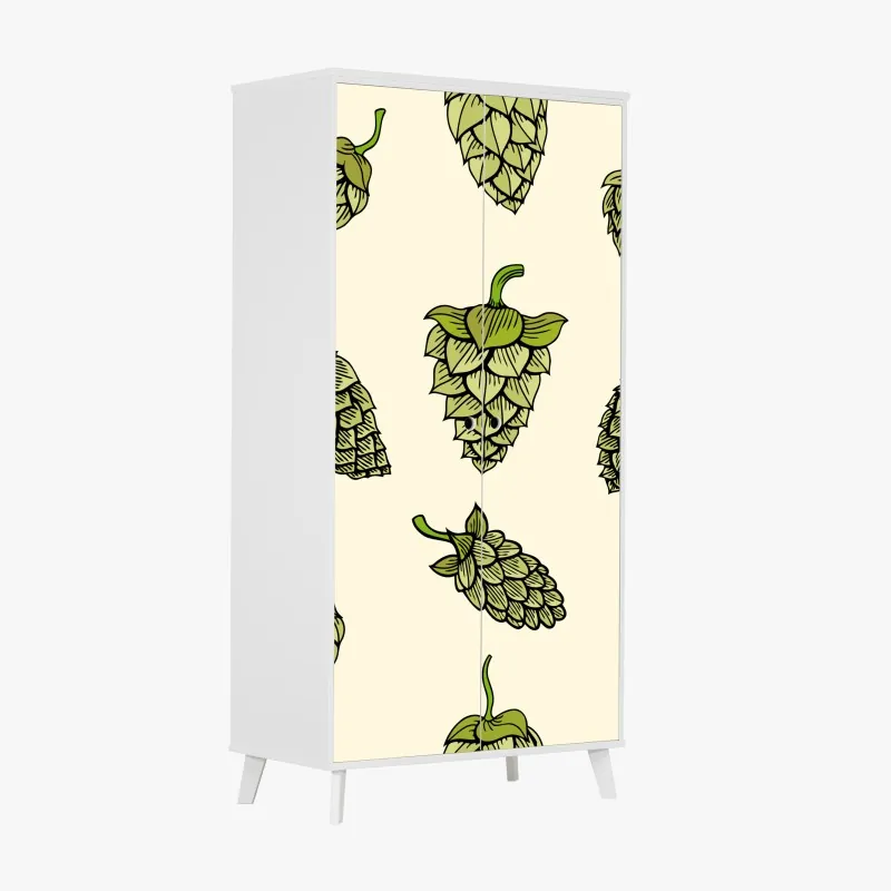 Naklejka na szafę ręcznie rysowany wzór chmielu