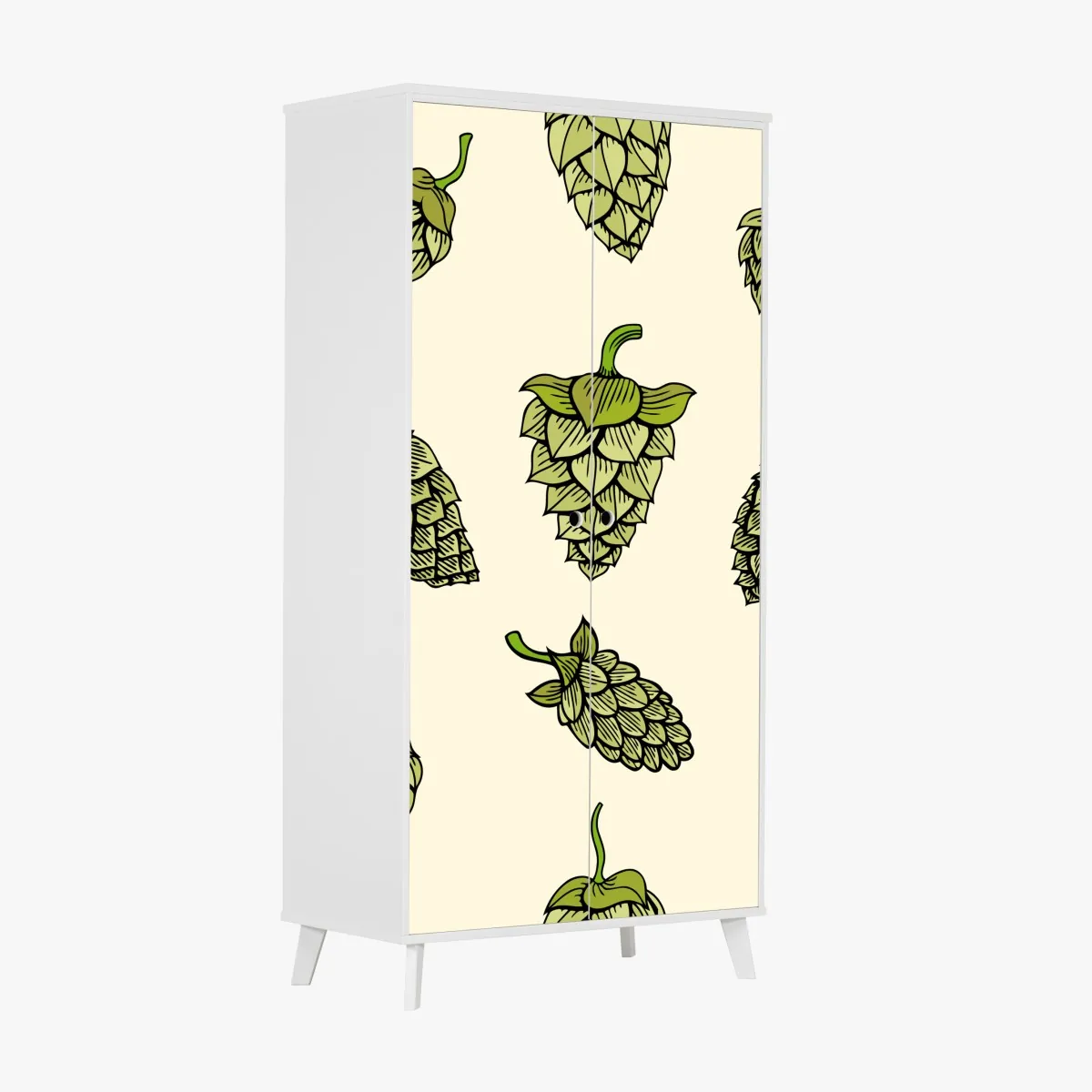 Naklejka na szafę ręcznie rysowany wzór chmielu – Wallissimo® Naklejka na szafę ręcznie rysowany wzór chmielu – Wallissimo®