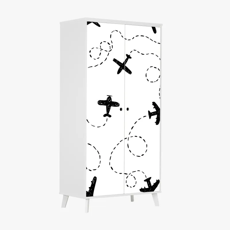 Naklejka na szafę ręcznie rysowany wzór samolotów