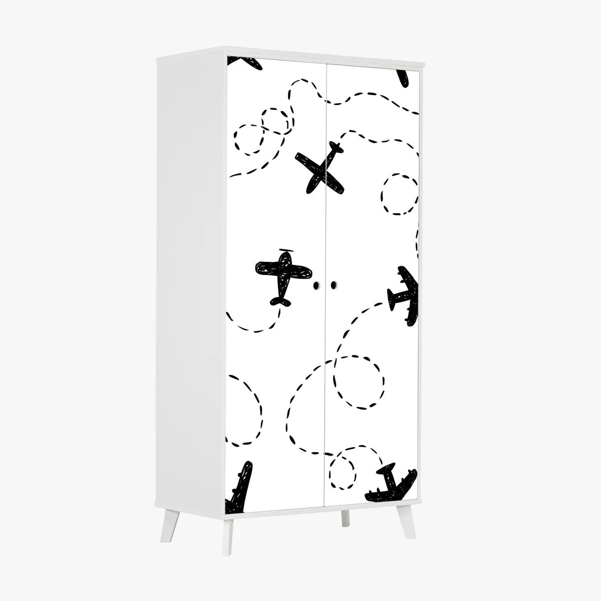 Naklejka na szafę ręcznie rysowany wzór samolotów – Wallissimo® Naklejka na szafę ręcznie rysowany wzór samolotów – Wallissimo®