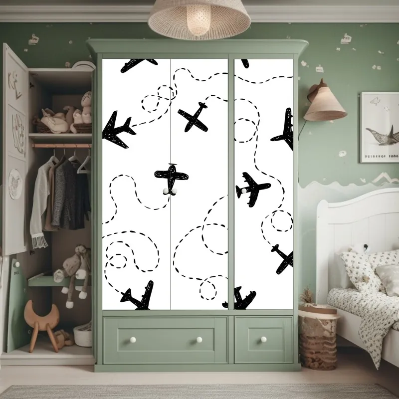 Naklejka na szafę tropikalny wzór hibiskusa i plumerii – Wallissimo®