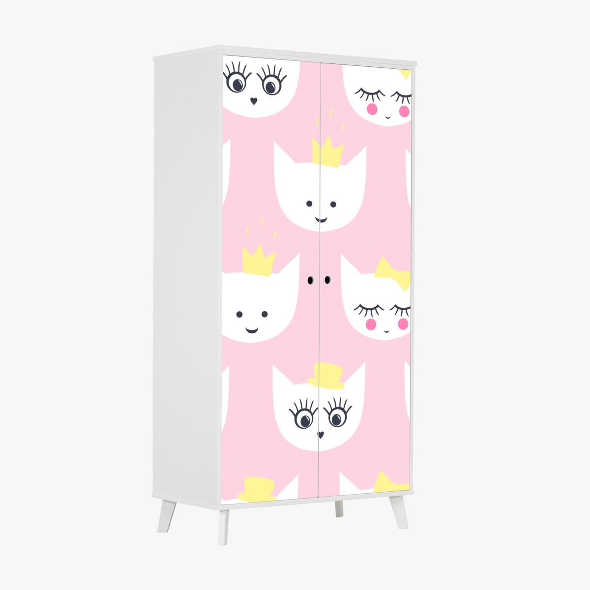 Wardrobe sticker cute pink kitty princess pattern