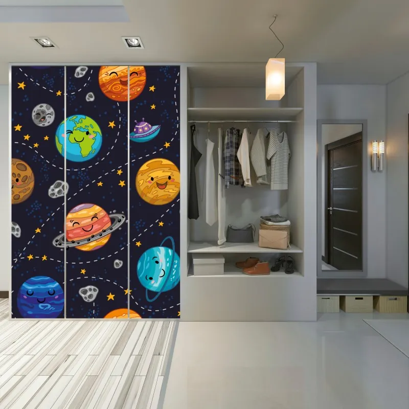 Naklejka na szafę niebieski kwiatowy wzór toile – Wallissimo®