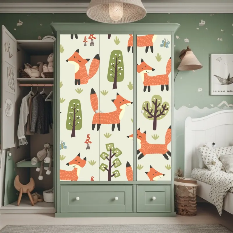 Naklejka na szafę ręcznie rysowany wzór róż – Wallissimo®