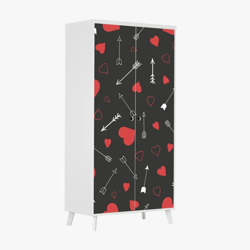 Naklejka na szafę pastelowy wzór liści miłorzębu ze złotymi akcentami – Wallissimo®