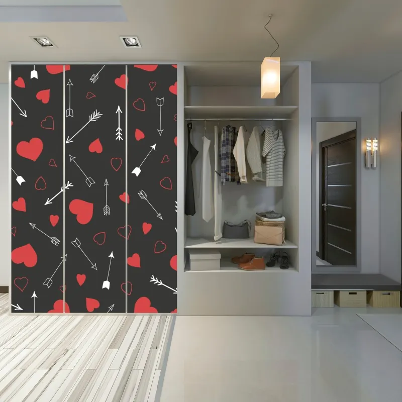 Naklejka na szafę pastelowy wzór liści miłorzębu ze złotymi akcentami – Wallissimo®