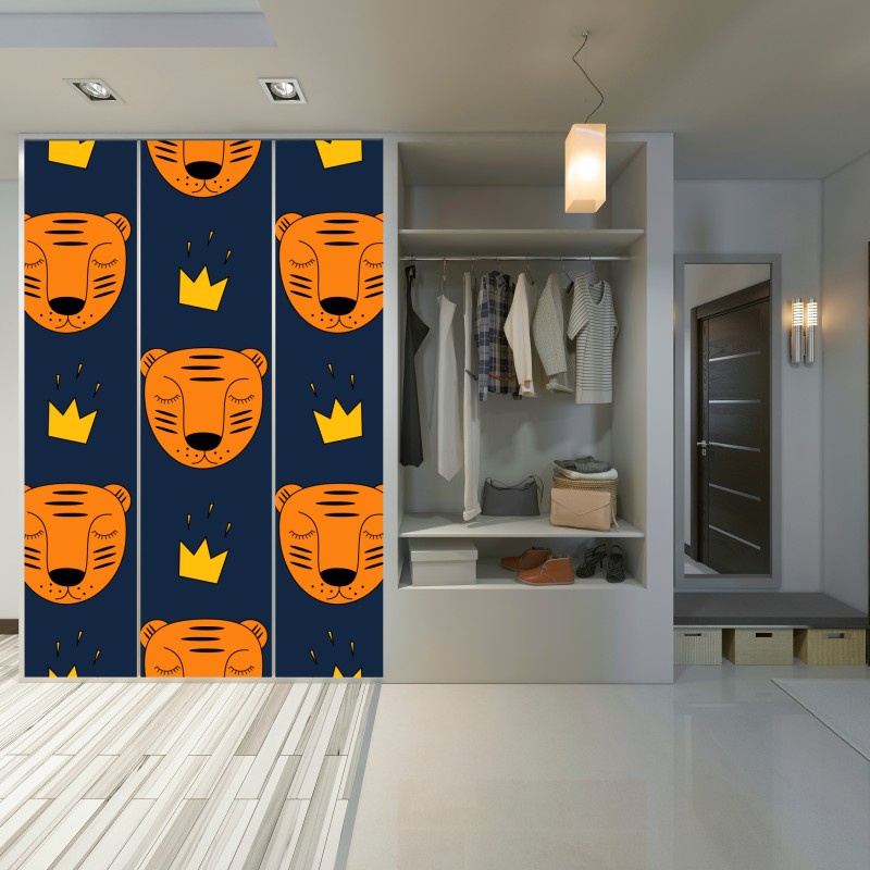 Naklejka na szafę zabawny wzór z tygrysami do pokoju dziecięcego – Wallissimo® Naklejka na szafę zabawny wzór z tygrysami do pokoju dziecięcego – Wallissimo®