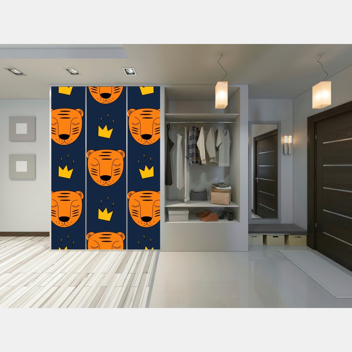 Naklejka na szafę zabawny wzór z tygrysami do pokoju dziecięcego – Wallissimo® Naklejka na szafę zabawny wzór z tygrysami do pokoju dziecięcego – Wallissimo®