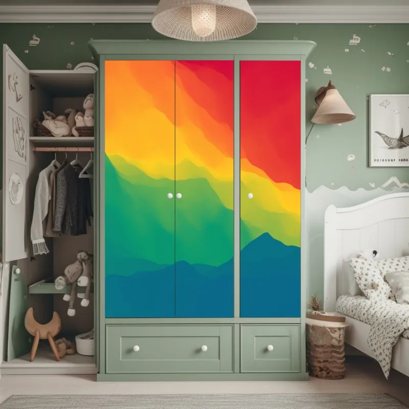 Naklejka na szafę mglisty most wiszący prowadzący w mgłę – Wallissimo®