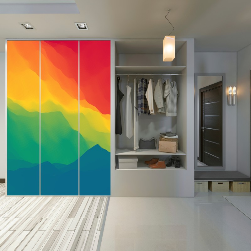 Naklejka na szafę żywy warstwowy gradient górski – Wallissimo® Naklejka na szafę żywy warstwowy gradient górski – Wallissimo®