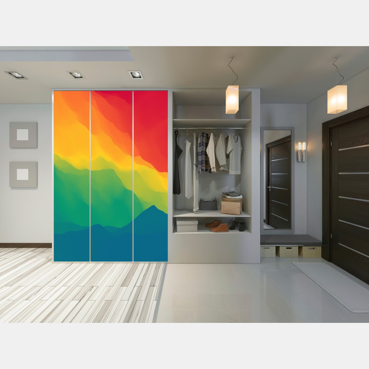 Naklejka na szafę żywy warstwowy gradient górski – Wallissimo® Naklejka na szafę żywy warstwowy gradient górski – Wallissimo®