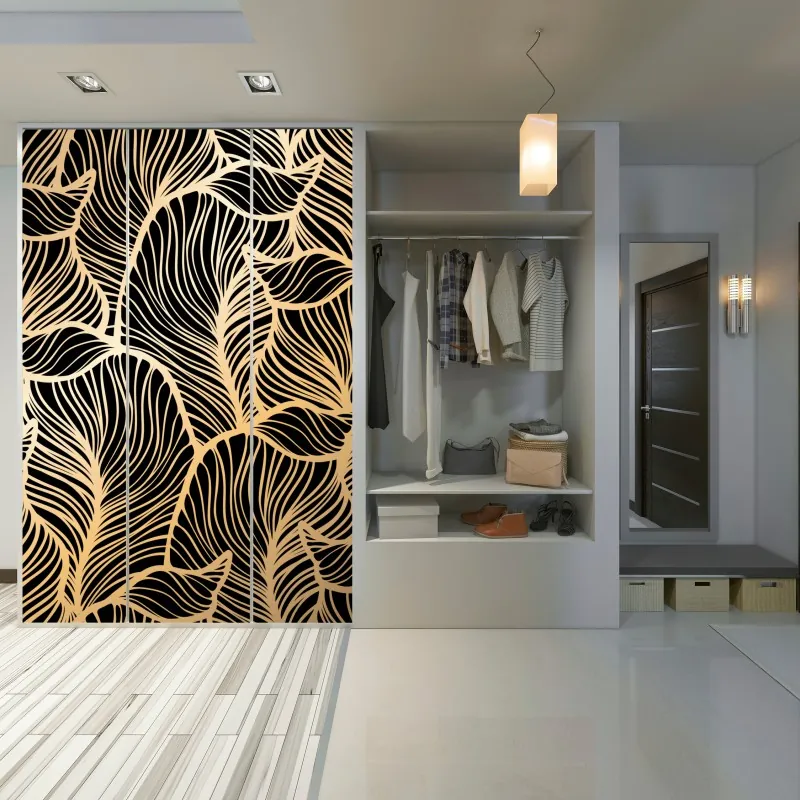 Naklejka na szafę delikatny różowy wzór piwonii w stylu line art – Wallissimo®