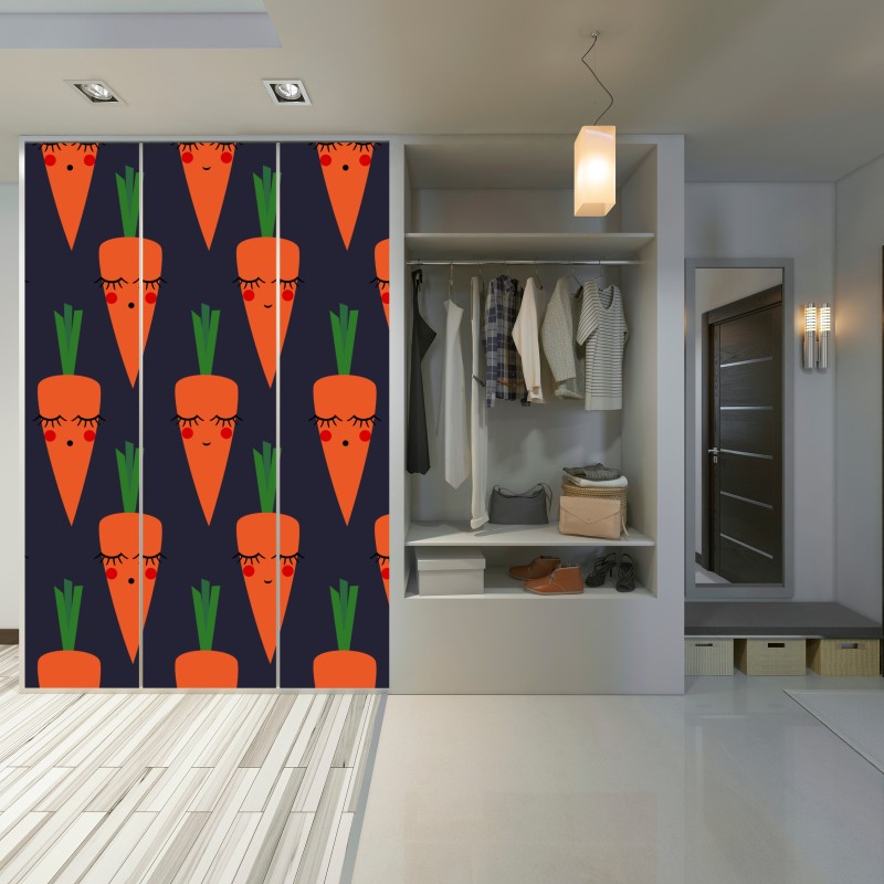 Naklejka na szafę słodki wzór marchewki dla dzieci – Wallissimo® Naklejka na szafę słodki wzór marchewki dla dzieci – Wallissimo®