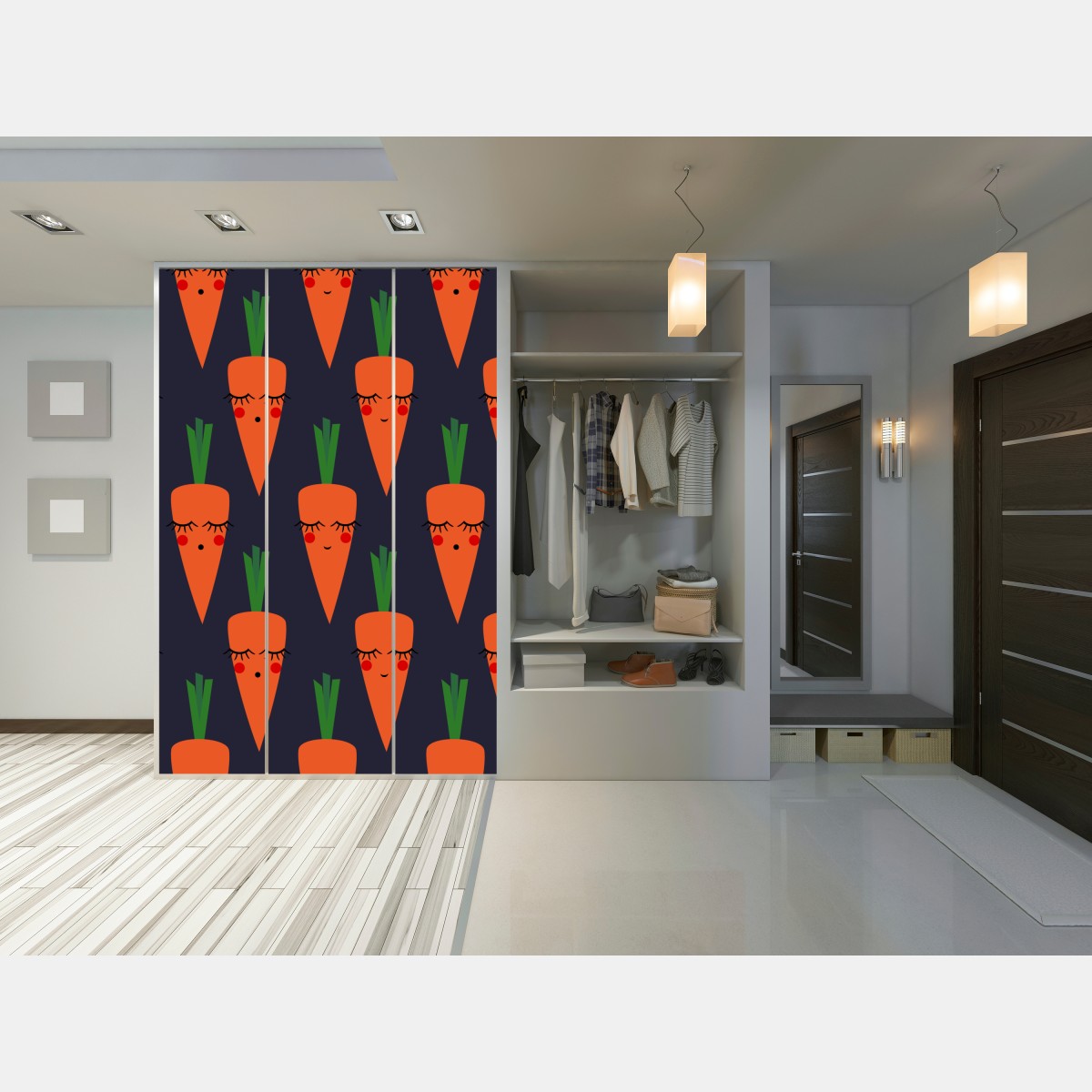 Naklejka na szafę słodki wzór marchewki dla dzieci – Wallissimo® Naklejka na szafę słodki wzór marchewki dla dzieci – Wallissimo®
