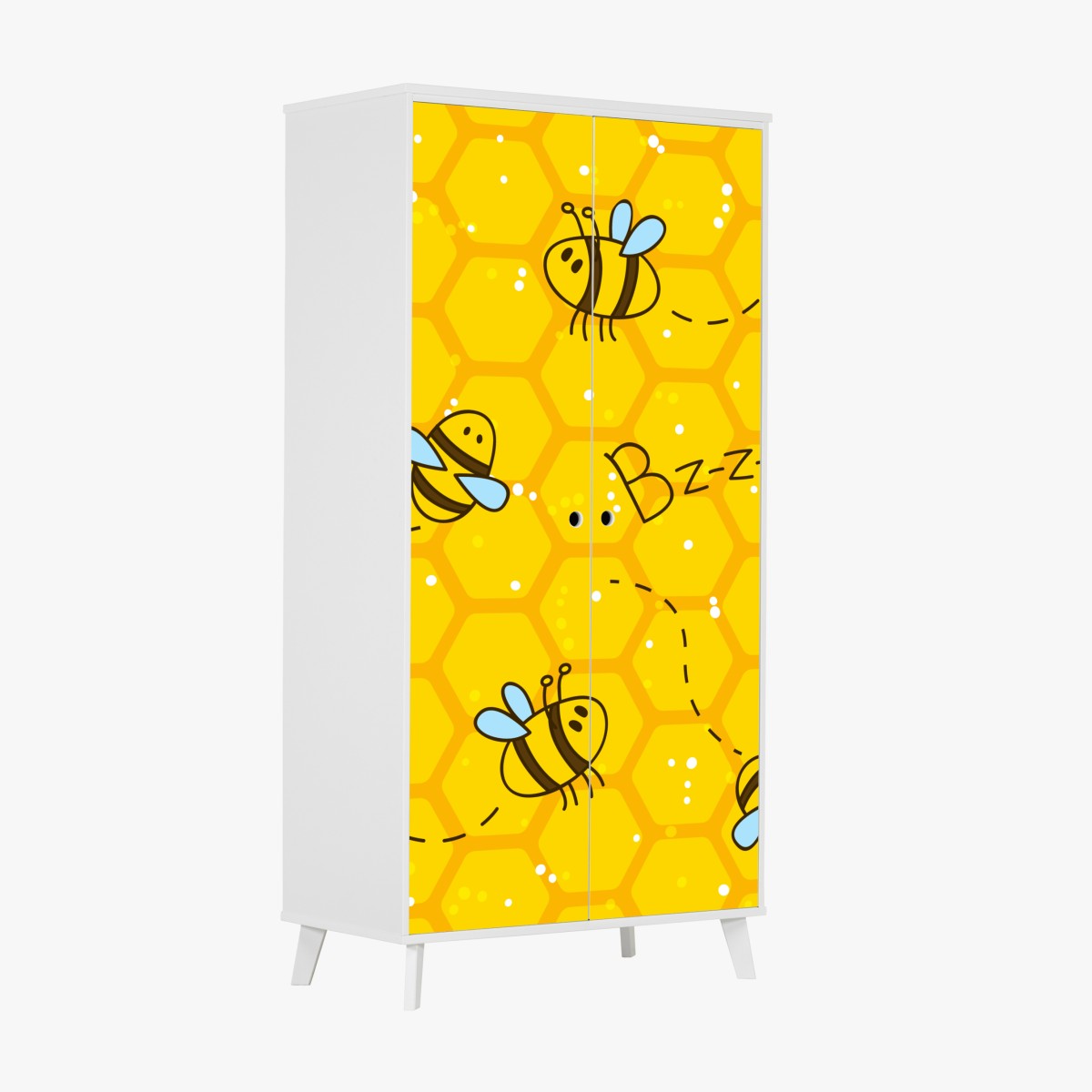 Wardrobe sticker cute bee honeycomb pattern