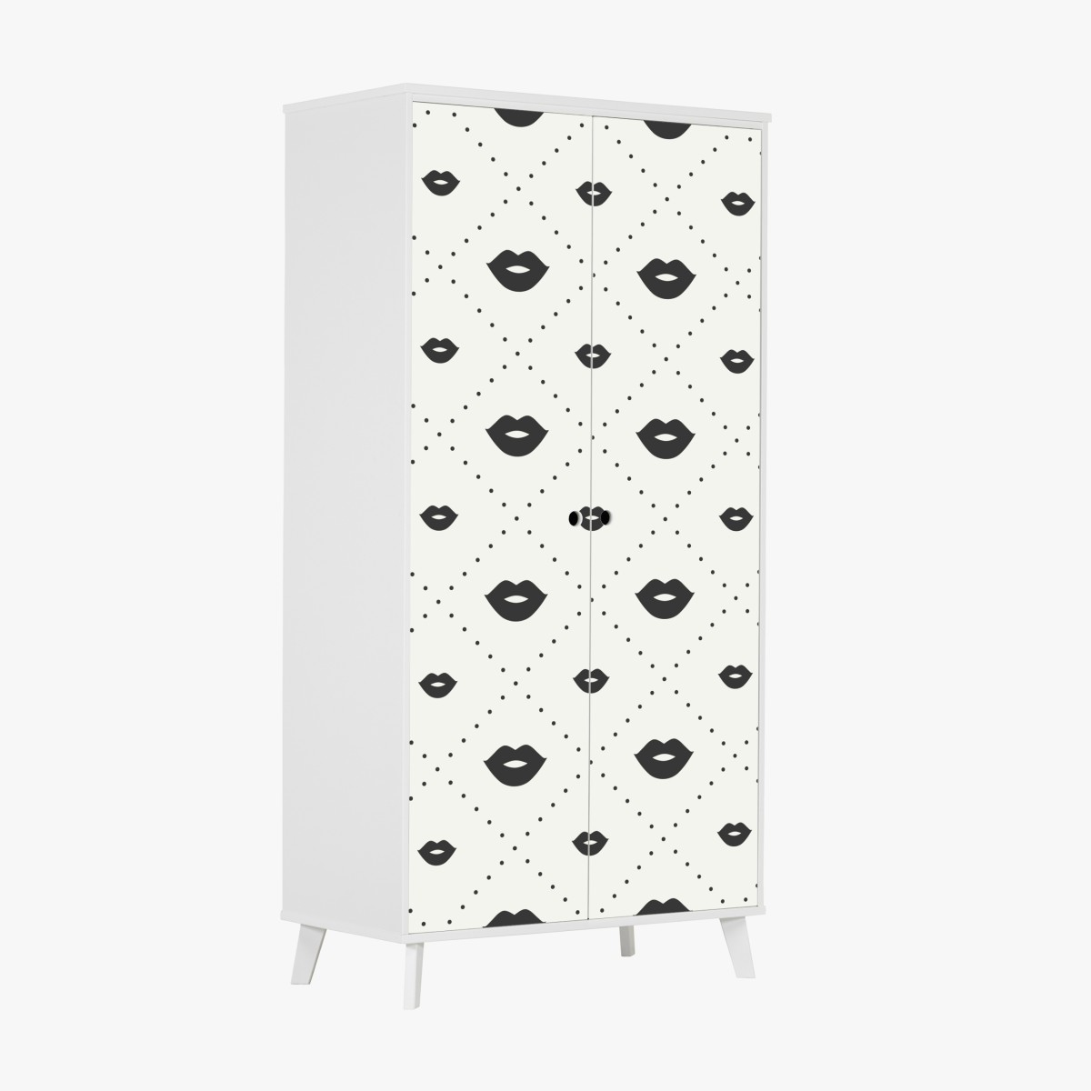 Wardrobe sticker minimalist monochrome lips pattern