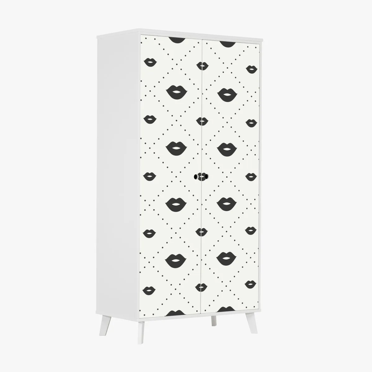 Naklejka na szafę minimalistyczny monochromatyczny wzór ust – Wallissimo® Naklejka na szafę minimalistyczny monochromatyczny wzór ust – Wallissimo®