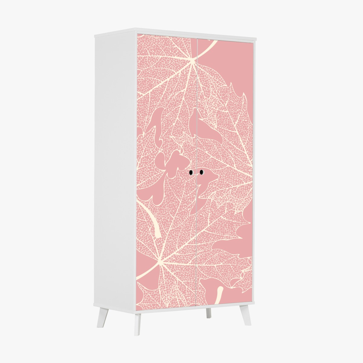 Wardrobe sticker delicate pink leaf pattern