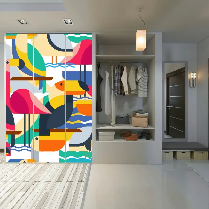 Naklejka na szafę elegancki szary wzór damasceński – Wallissimo®