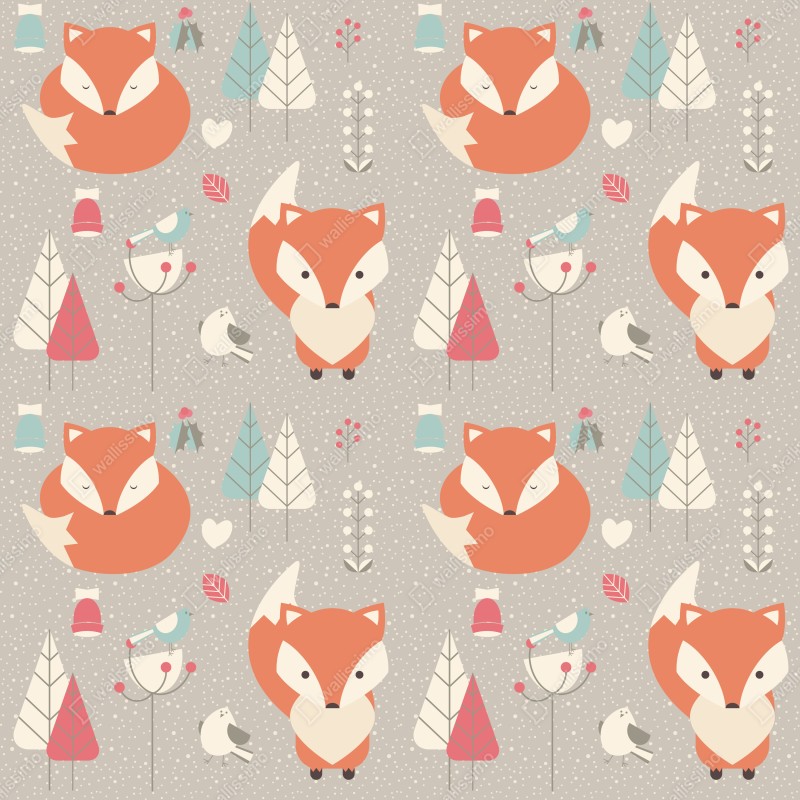 Naklejka na szafę uroczy leśny wzór z lisami – Wallissimo® Naklejka na szafę uroczy leśny wzór z lisami – Wallissimo®