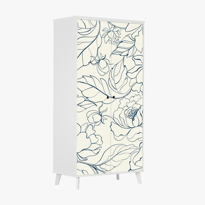 Naklejka na szafę delikatne białe storczyki na stonowanym tle – Wallissimo®