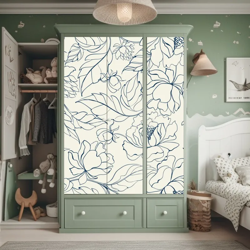 Naklejka na szafę delikatne białe storczyki na stonowanym tle – Wallissimo®