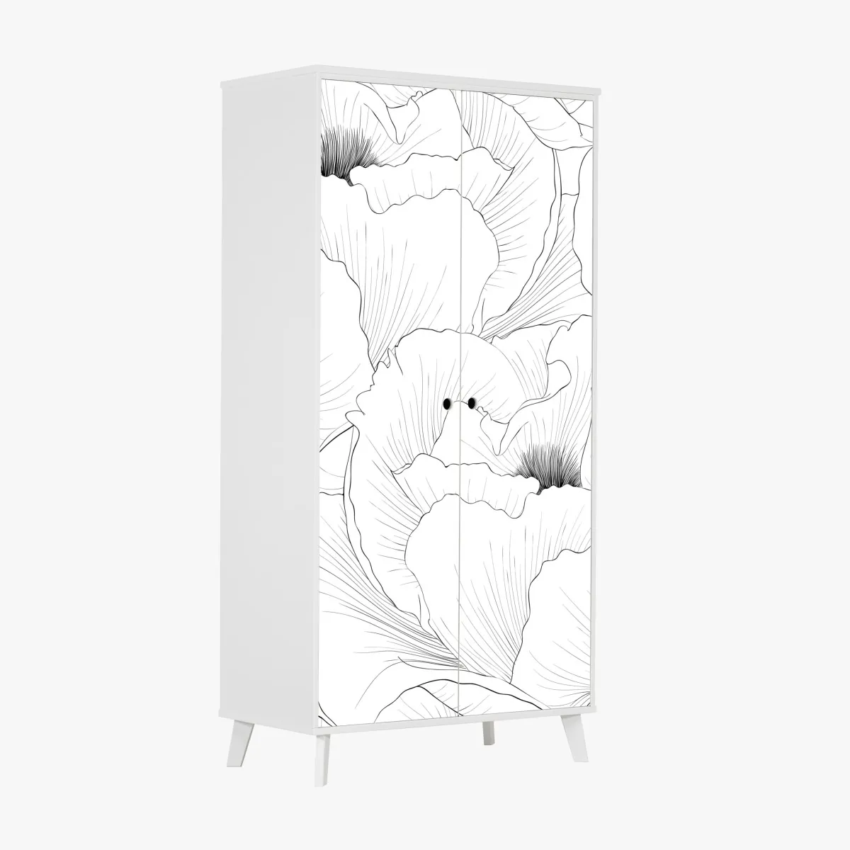 Naklejka na szafę delikatny botaniczny rysunek kwiatowy – Wallissimo® Naklejka na szafę delikatny botaniczny rysunek kwiatowy – Wallissimo®