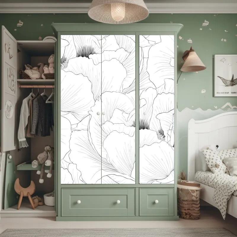 Naklejka na szafę żywa czerwona róża - zbliżenie – Wallissimo®