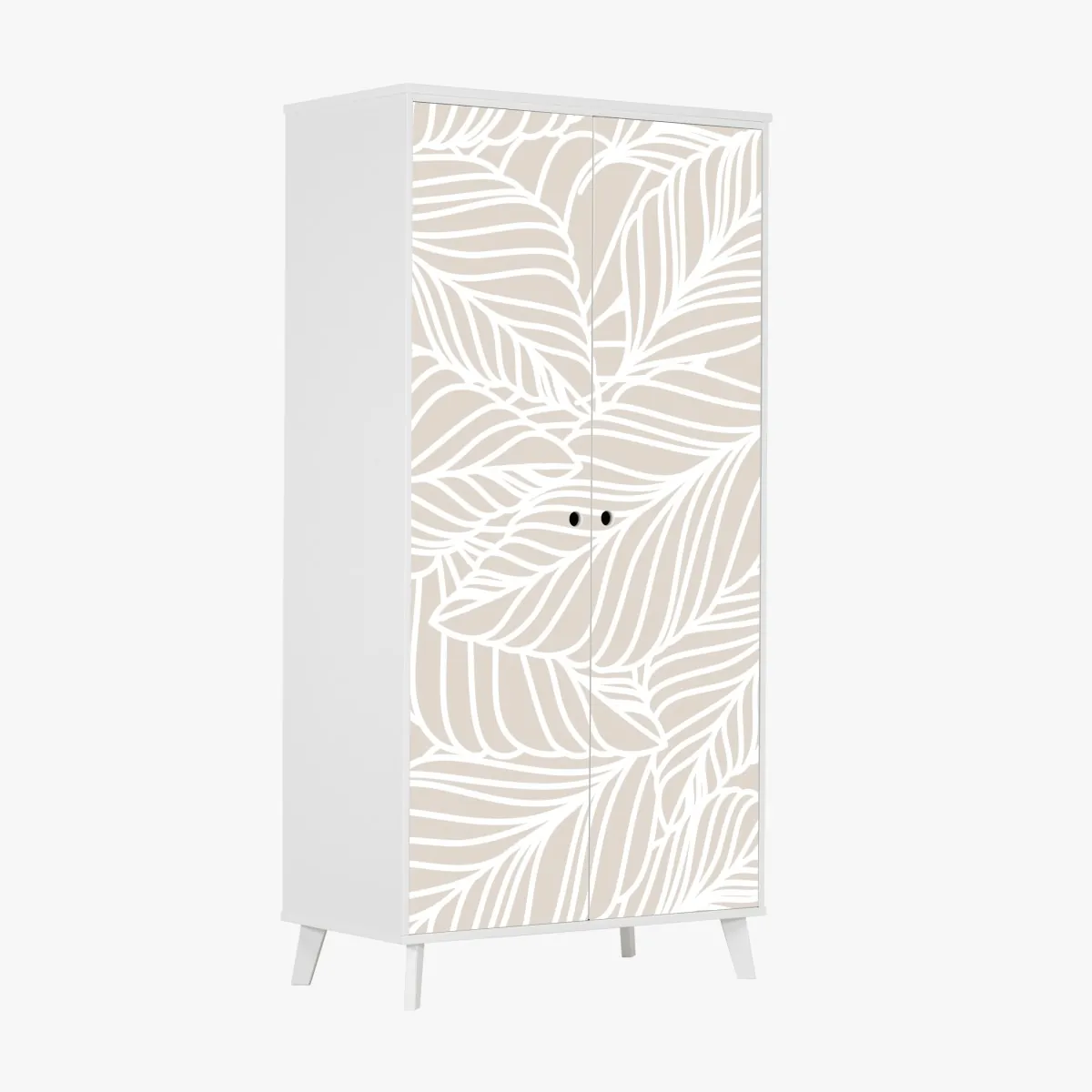 Naklejka na szafę beżowy botaniczny wzór liści – Wallissimo® Naklejka na szafę beżowy botaniczny wzór liści – Wallissimo®