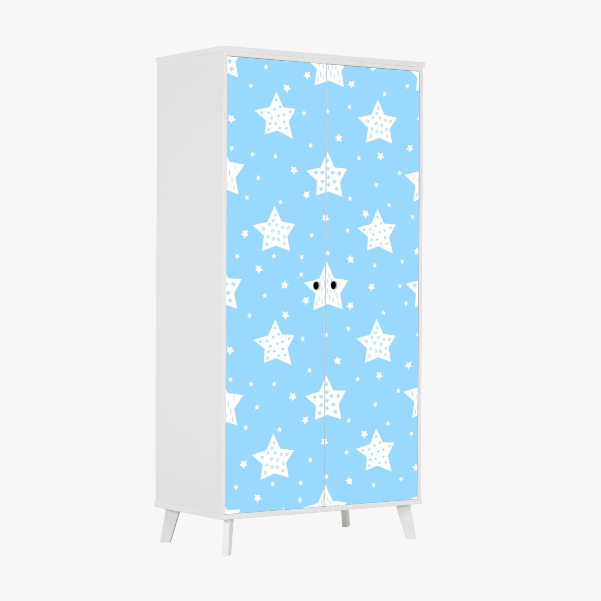 Wardrobe sticker soft blue stars for nursery wall