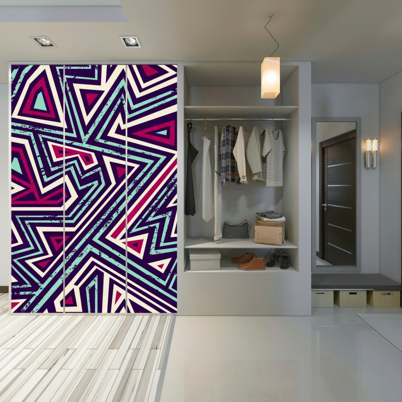 Naklejka na szafę odważny geometryczny wzór z trójkątami – Wallissimo® Naklejka na szafę odważny geometryczny wzór z trójkątami – Wallissimo®