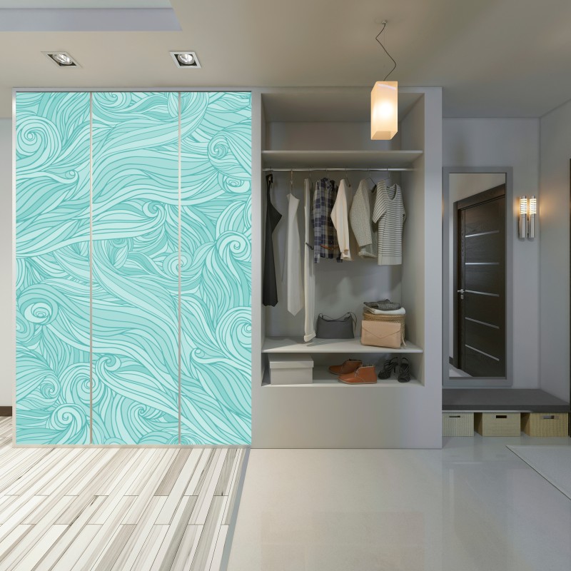 Naklejka na szafę turkusowy wzór falowy do dekoracji ścian – Wallissimo® Naklejka na szafę turkusowy wzór falowy do dekoracji ścian – Wallissimo®
