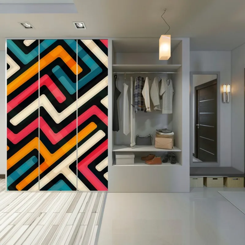 Naklejka na szafę delikatny różowy wzór piwonii w stylu line art – Wallissimo®