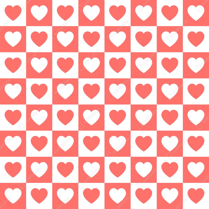 Naklejka na szafę różowy wzór serc w szachownicy – Wallissimo® Naklejka na szafę różowy wzór serc w szachownicy – Wallissimo®