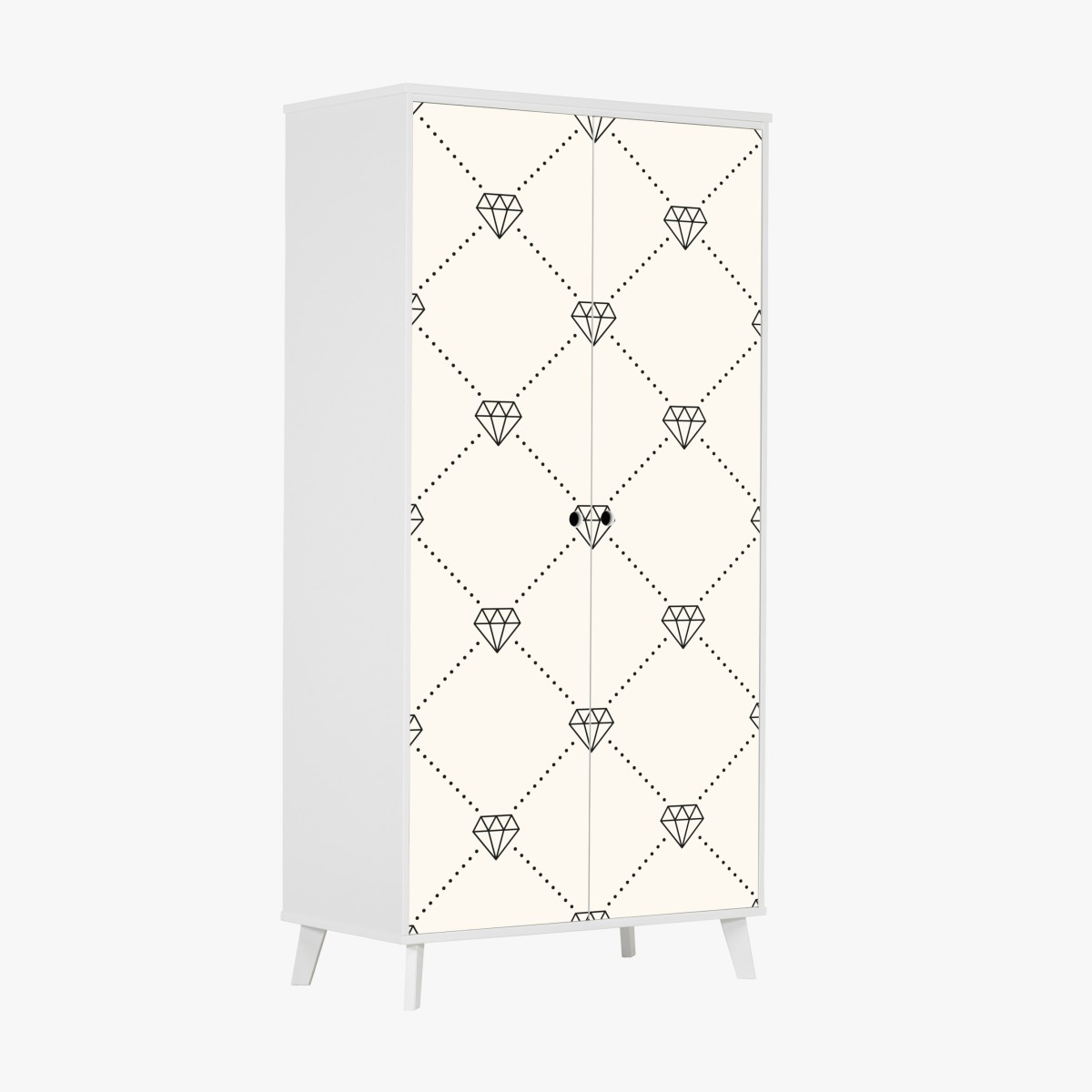 Wardrobe sticker diamond lattice pattern on beige background