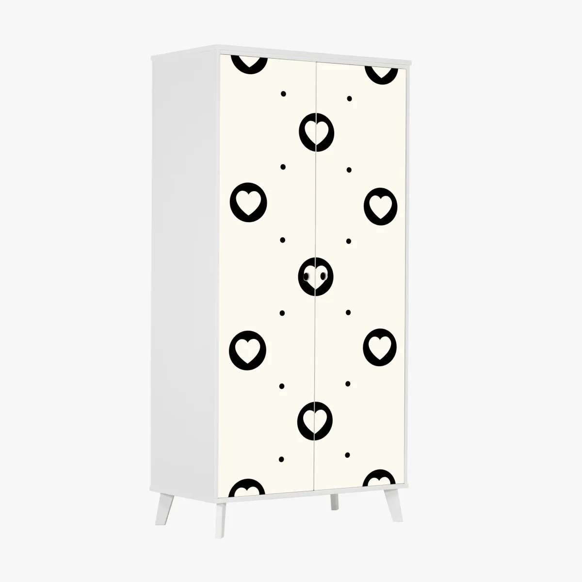 Naklejka na szafę minimalistyczny wzór czarnych serc – Wallissimo® Naklejka na szafę minimalistyczny wzór czarnych serc – Wallissimo®