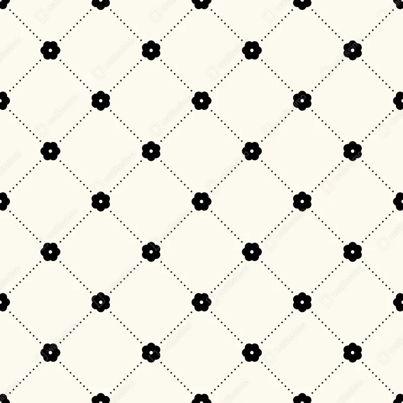 Naklejka na szafę minimalistyczny czarny wzór kwiatowej kratki – Wallissimo® Naklejka na szafę minimalistyczny czarny wzór kwiatowej kratki – Wallissimo®