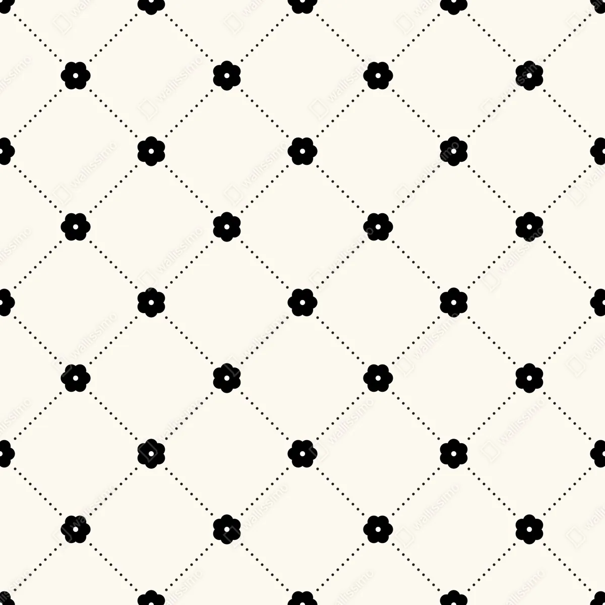 Naklejka na szafę minimalistyczny czarny wzór kwiatowej kratki – Wallissimo® Naklejka na szafę minimalistyczny czarny wzór kwiatowej kratki – Wallissimo®