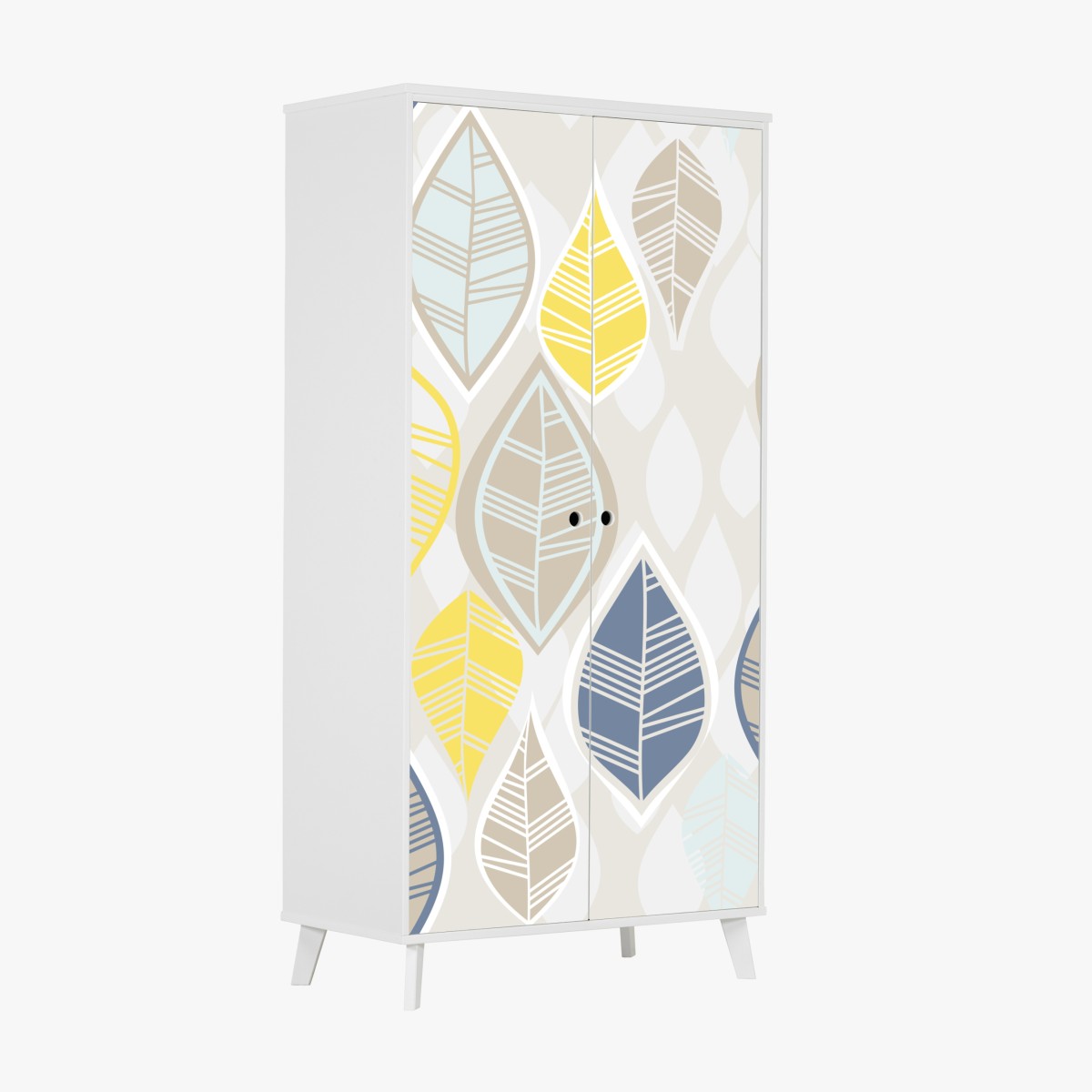 Wardrobe sticker scandinavian leaf pattern in soft neutrals
