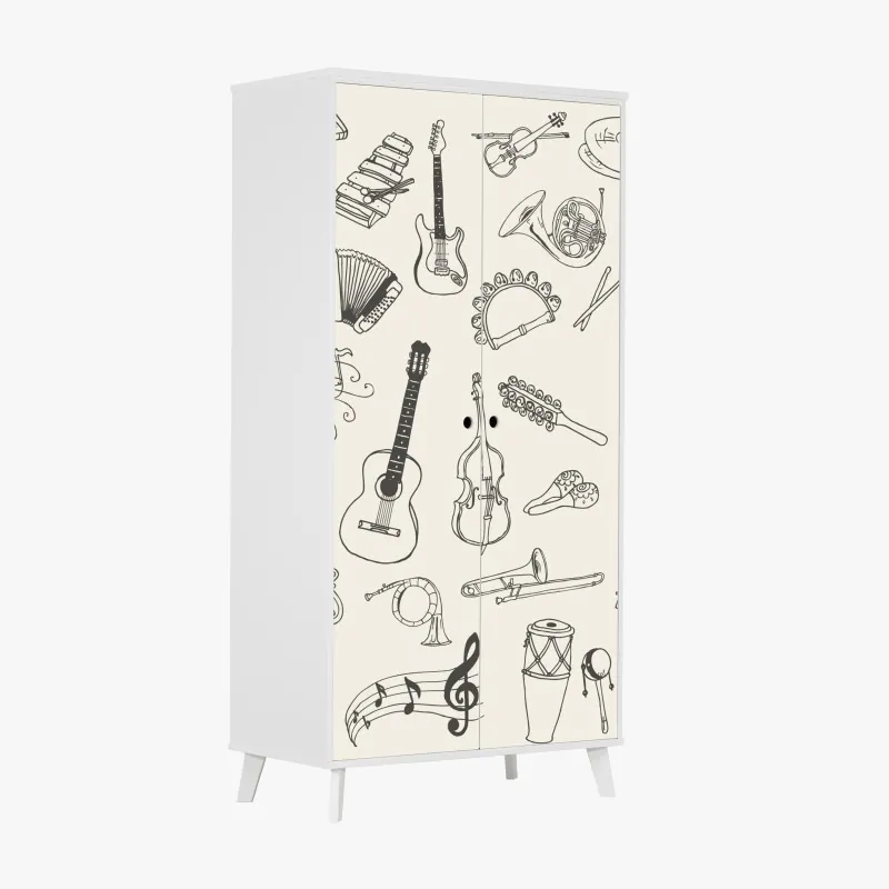 Naklejka na szafę żywy zachód słońca z palmami – Wallissimo®