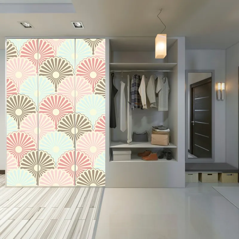 Naklejka na szafę różowy akwarelowy motyw botaniczny – Wallissimo®